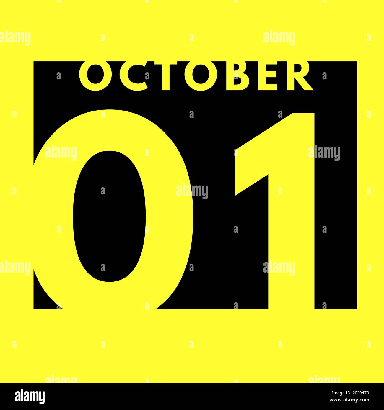October 1 . flat modern daily calendar icon .date ,day, month .calendar ...