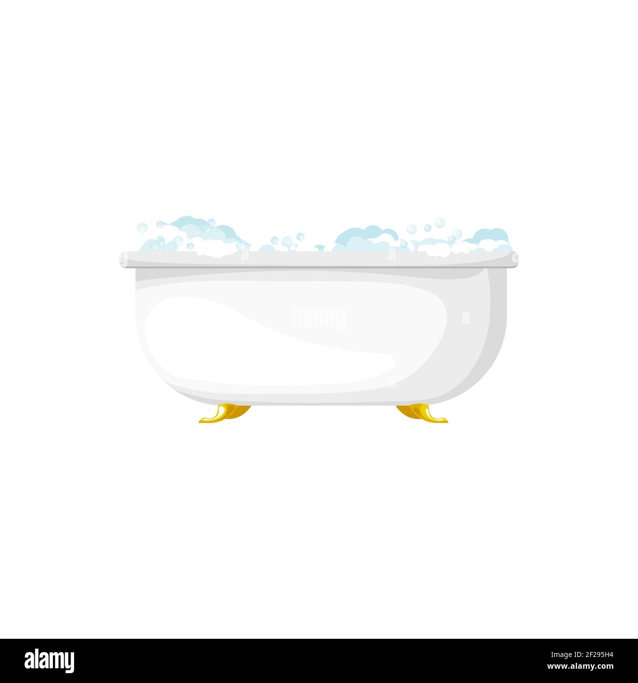 Bathtub sanitary health hygiene object isolated realistic icon. Vector washing basin on golden legs, home toilet room furniture equipment. Bathtub wit Stock Vector