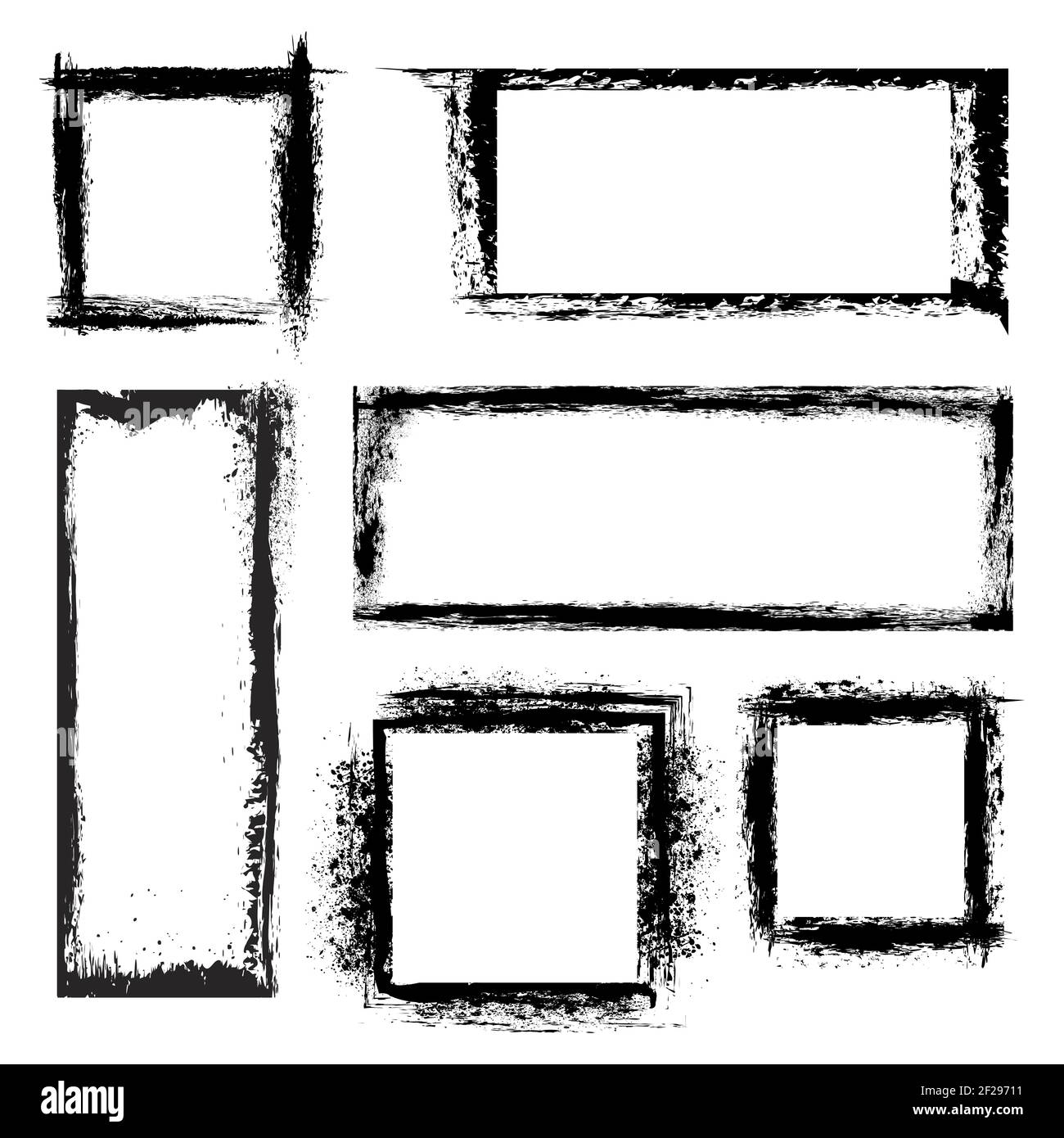 Grunge frames set. Figure geometric, textured collection boards. Vector illustration Stock Vector
