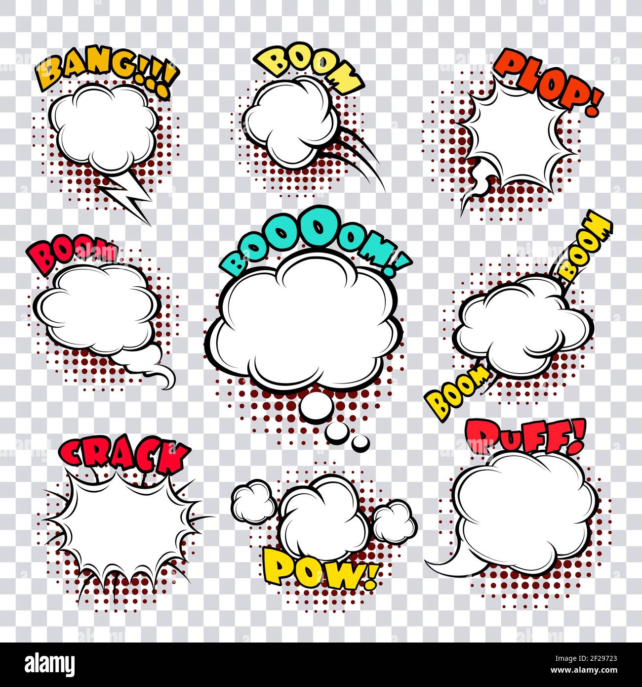Comic speech bubbles set. Design cartoon, graphic communication, vector illustration Stock Vector