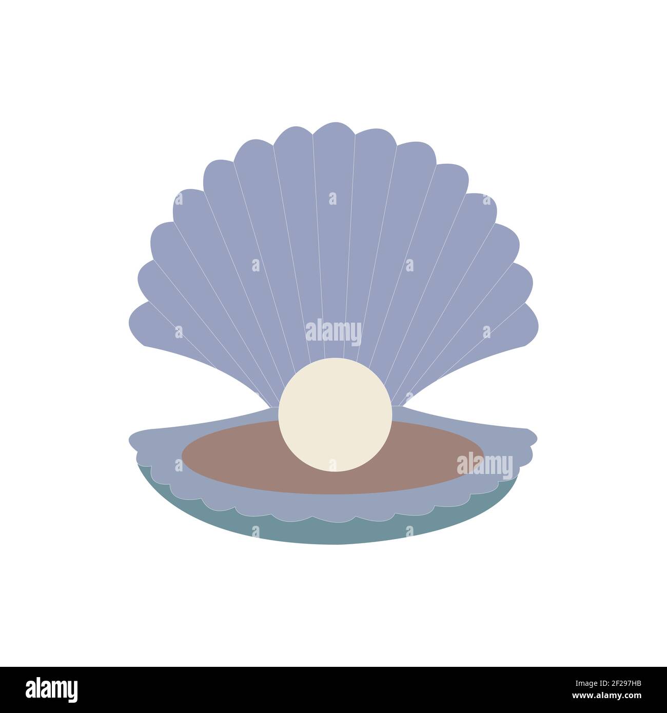 open clam with pearl vector illustration on clean white Stock Vector
