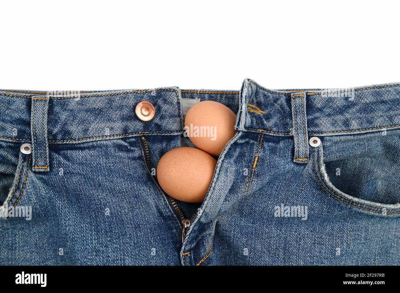 chicken eggs in jeans, on an isolated white background . High quality photo Stock Photo Alamy