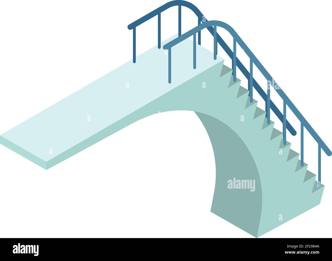 Pool diving board icon. Isometric of pool diving board vector icon for