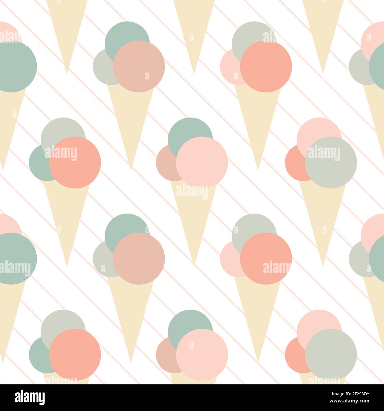 ice cream seamless pattern on white background. Ice cream scoops and ...