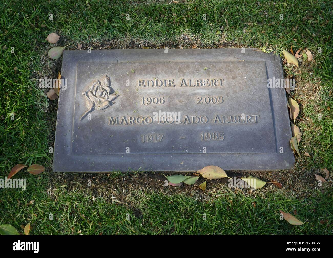 Los Angeles, California, USA 9th March 2021 A general view of atmosphere of actor Eddie Albert's grave and wife actress Margo Bolado Albert's Grave at Pierce Brothers Westwood Village Memorial Park on March 9, 2021 in Los Angeles, California, USA. Photo by Barry King/Alamy Stock Photo Stock Photo