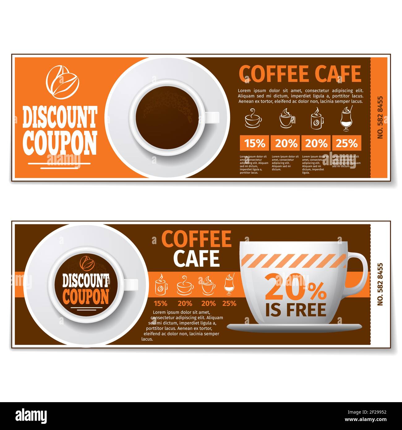 Coffee discount coupon or gift voucher. Label coffee discount, banner  coupon, voucher coffee espresso, free gift illustration. Vector template  Stock Vector Image & Art - Alamy