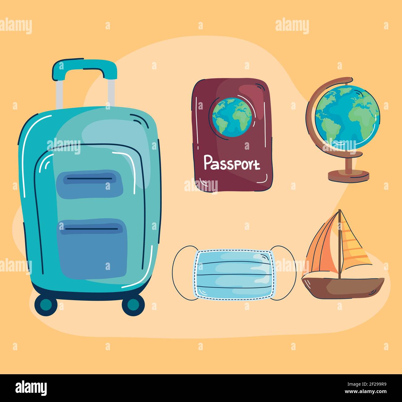 five travel icons Stock Vector