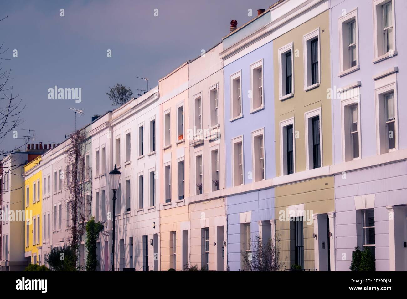 Colourful houses in London's Notting Hill area of West London Stock