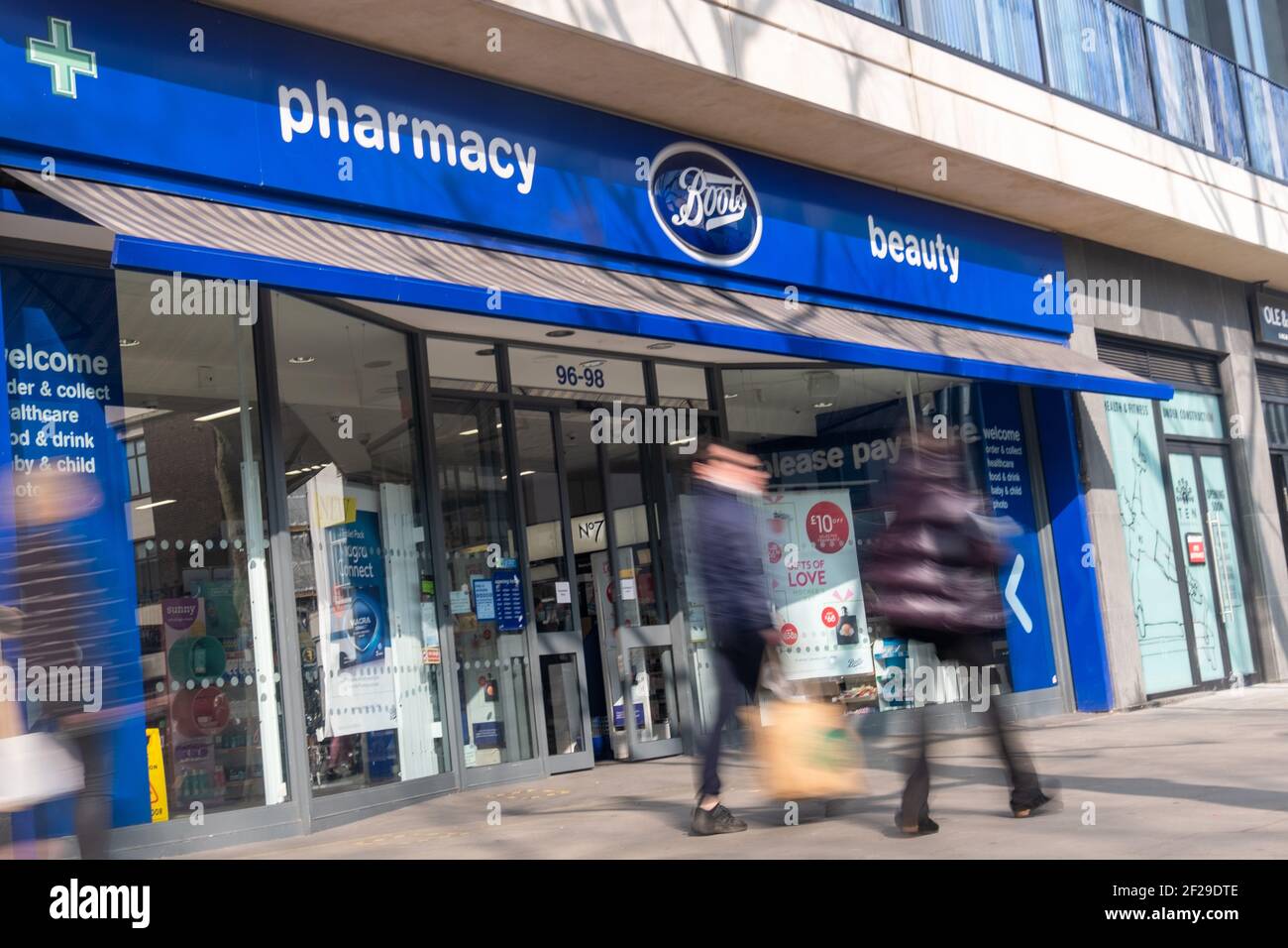 LONDON- Boots Pharmacy and beauty store, a British pharmaceuticals retailer Stock Photo
