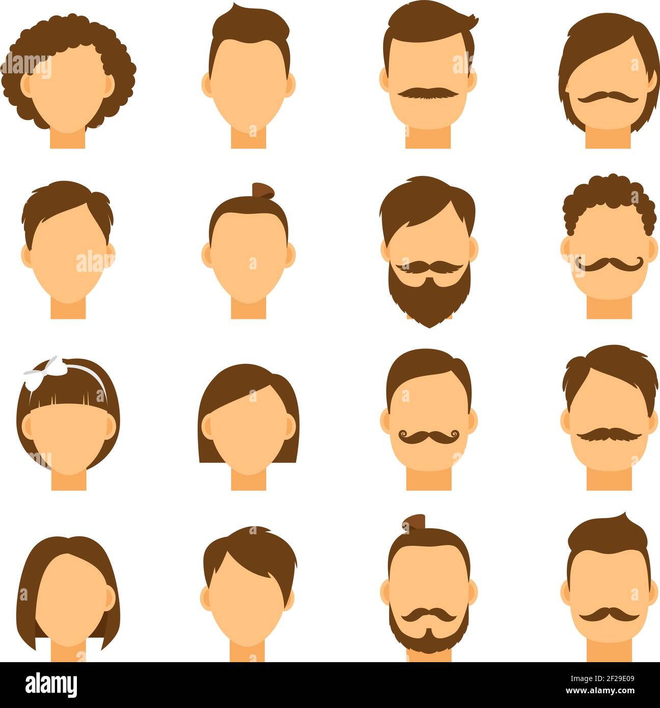 Women hairstyle and men hair style hipster. Portrait girl and boy head,  fashion people, vector illustration Stock Vector Image & Art - Alamy