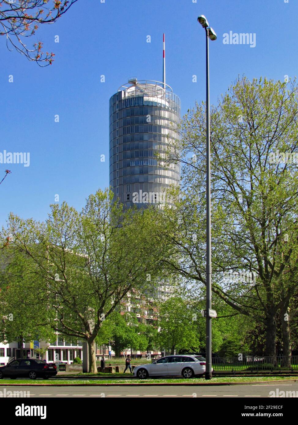 Essen, NRW, Germany - 04 21 2020 : RWE Tower (RWE-Turm) Headquarters of the Rheinisch-Westfälische Elektrizitätswerke Stock Photo