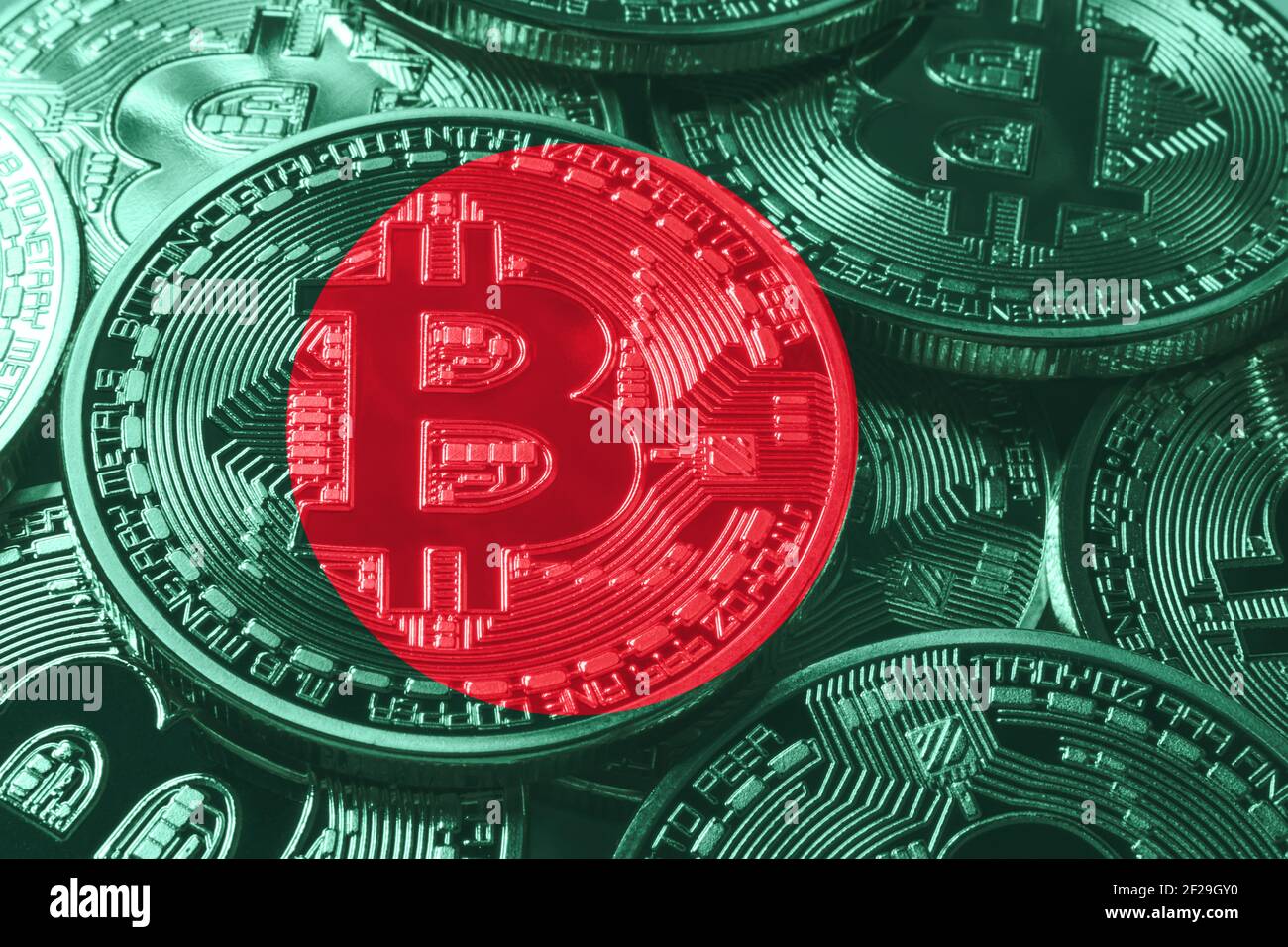 Bangladesh bitcoin flag, national flag cryptocurrency concept black  background Stock Photo - Alamy