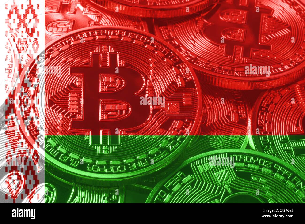 Belarus bitcoin flag, national flag cryptocurrency concept black ...