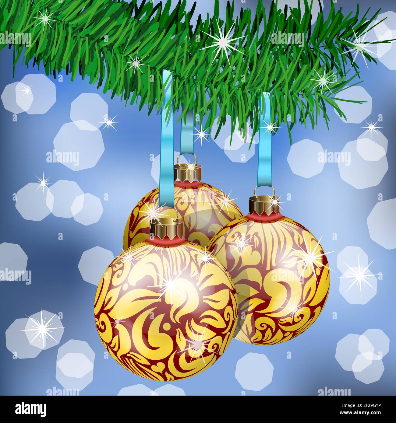 The Realistic Christmas Balls on fir branches Stock Vector Image & Art ...
