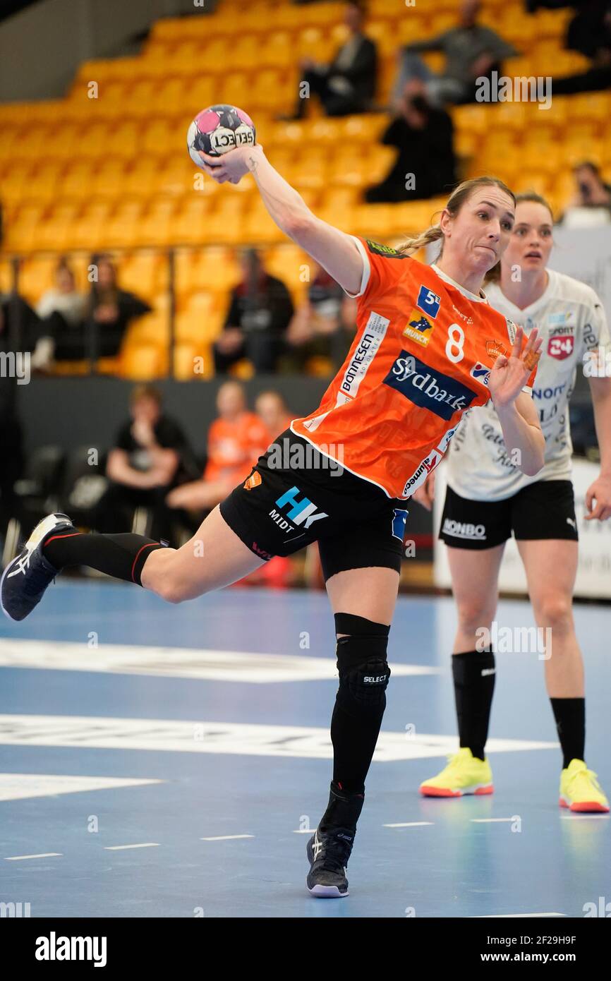 Odense, Denmark. 10th Mar, 2021. Lois Abbingh (8) of Odense Handball seen in the Danish Women's Bambusa Kvindeligaen match between Odense Handball and Viborg HK at Sydbank Arena in Odense. (Photo Credit: Gonzales Photo/Alamy Live News Stock Photo