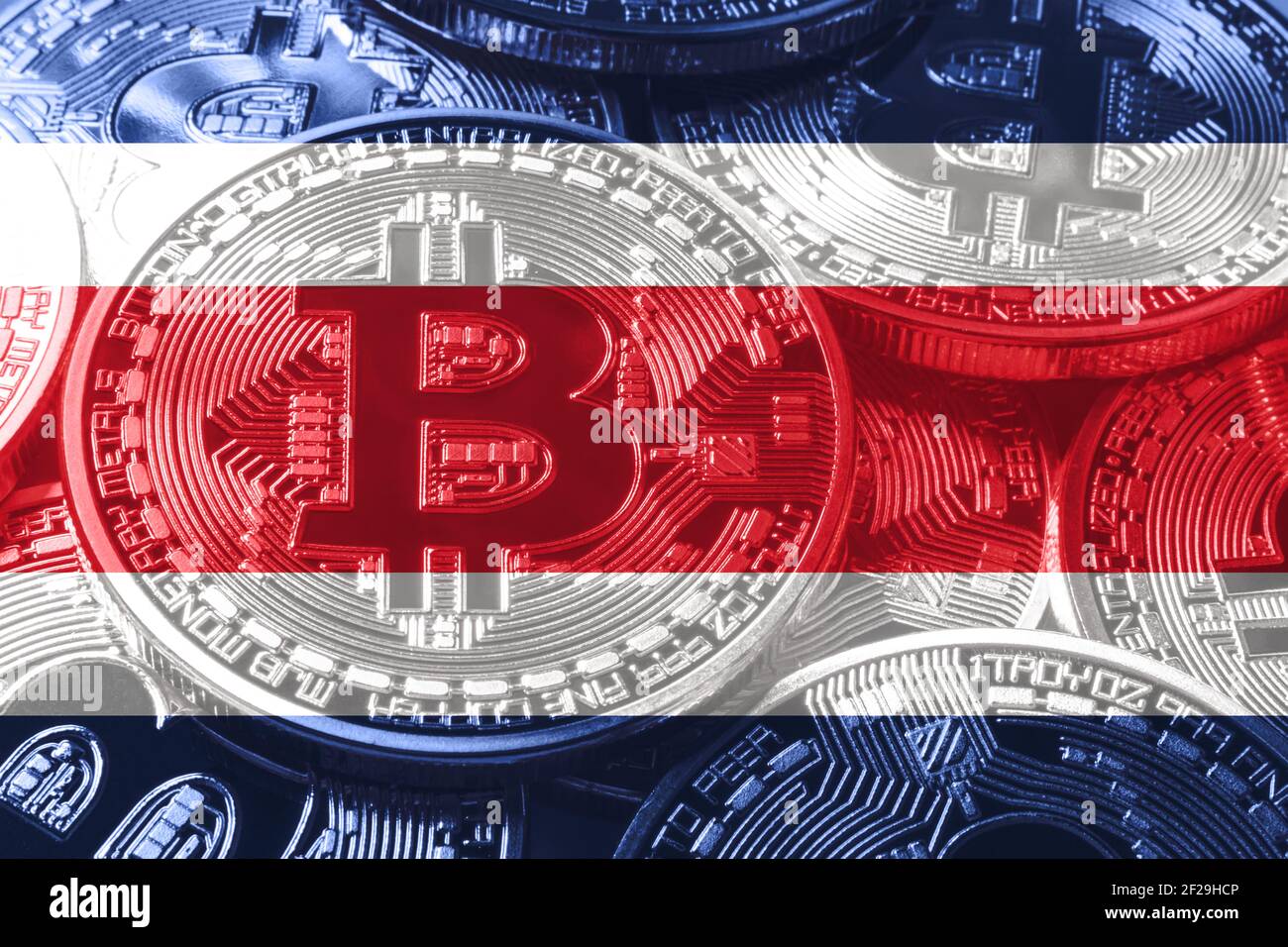 Costa Rica bitcoin flag, national flag cryptocurrency concept black  background Stock Photo - Alamy
