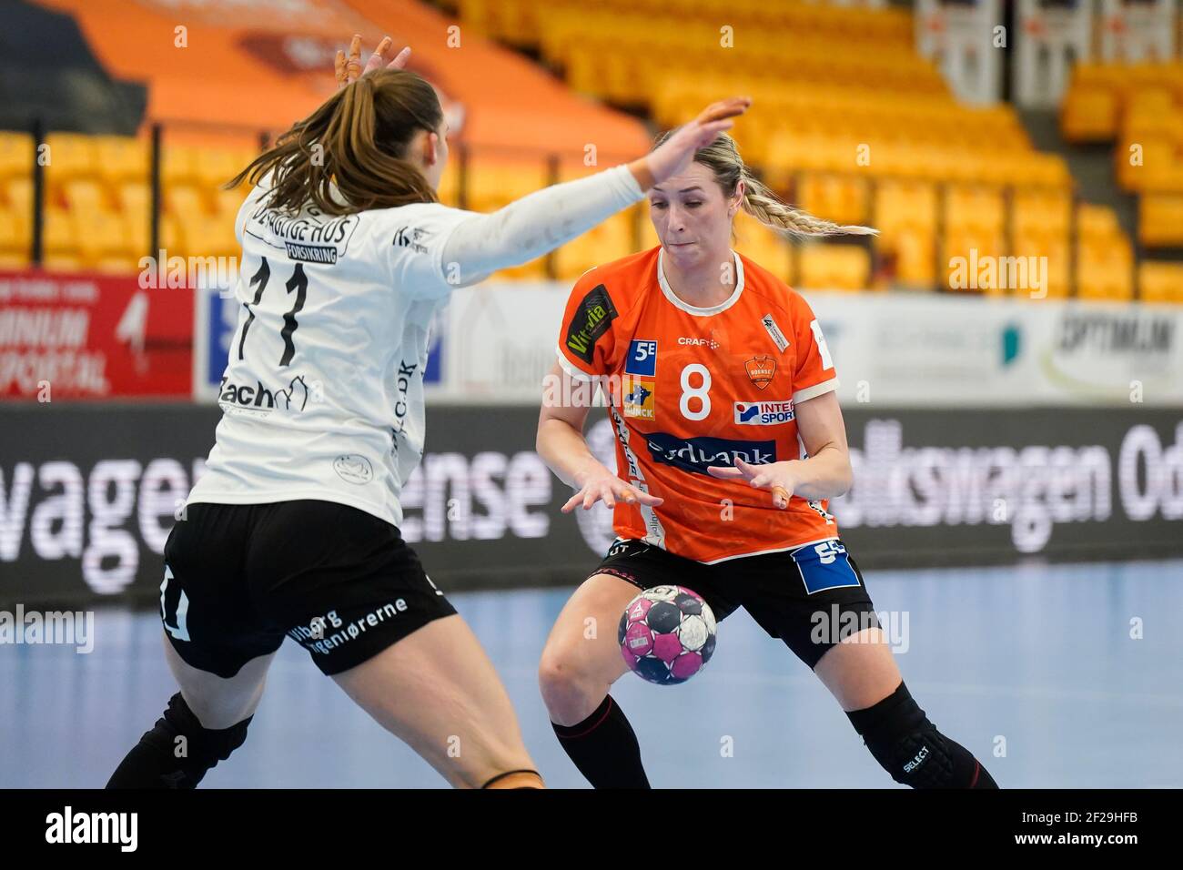 Odense, Denmark. 10th Mar, 2021. Lois Abbingh (8) of Odense Handball seen in the Danish Women's Bambusa Kvindeligaen match between Odense Handball and Viborg HK at Sydbank Arena in Odense. (Photo Credit: Gonzales Photo/Alamy Live News Stock Photo