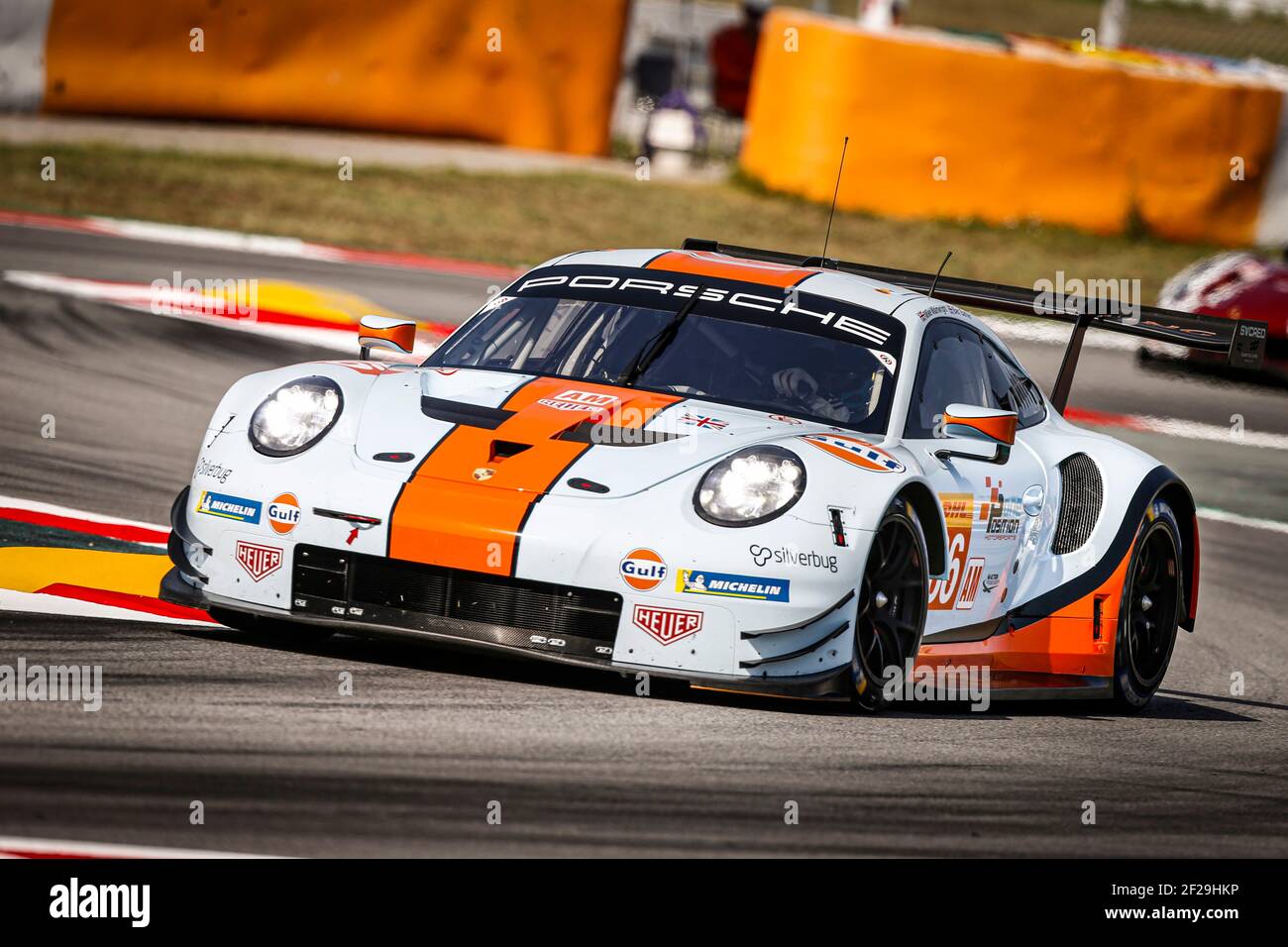 86 MICHAEL WAINWRIGHT (GBR) ANDREW WATSON (GBR) NICO BASTIAN (DEU) BENJAMIN  BARKER (GBR) PORSCHE 911 RSR GULF RACING ACTION during the 2019 FIA WEC  World Endurance Championship prologue at at Barcelona Catalunya,