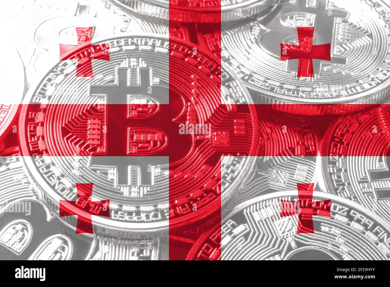Georgia bitcoin flag, national flag cryptocurrency concept black background  Stock Photo - Alamy