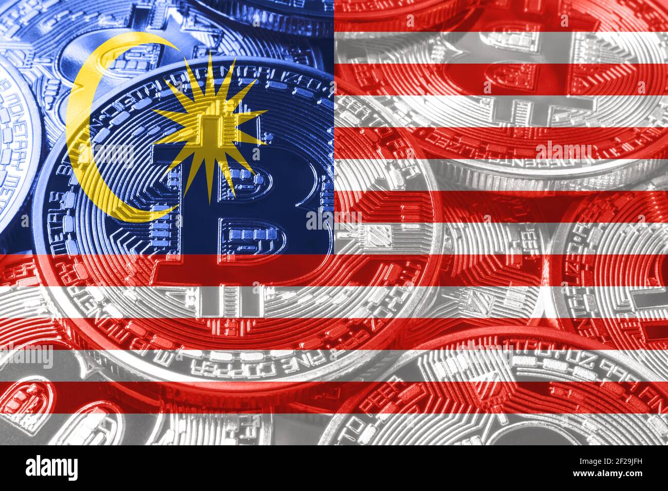 Malaysia bitcoin flag, national flag cryptocurrency concept black  background Stock Photo - Alamy