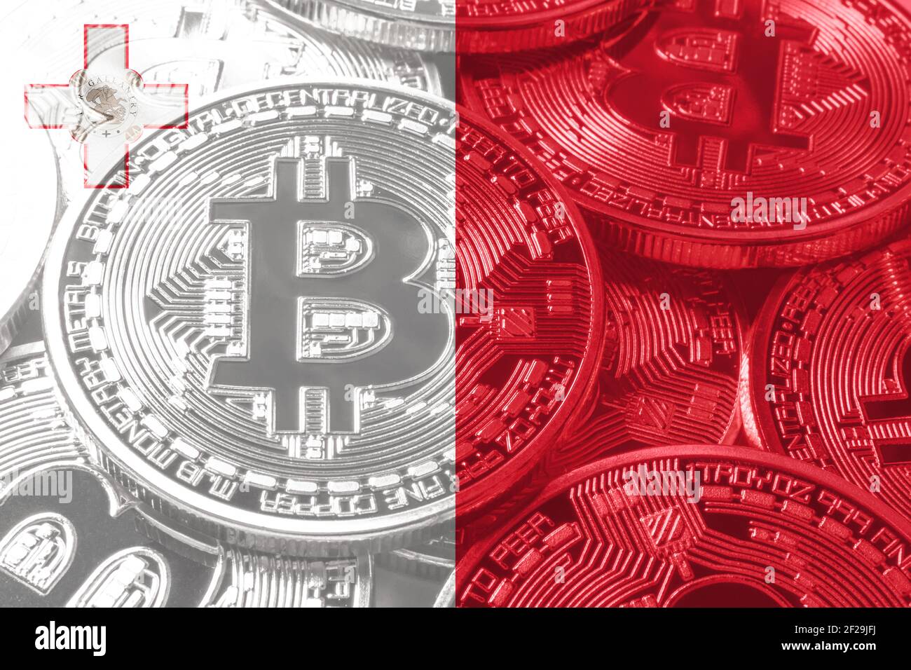 Malta bitcoin flag, national flag cryptocurrency concept black background  Stock Photo - Alamy