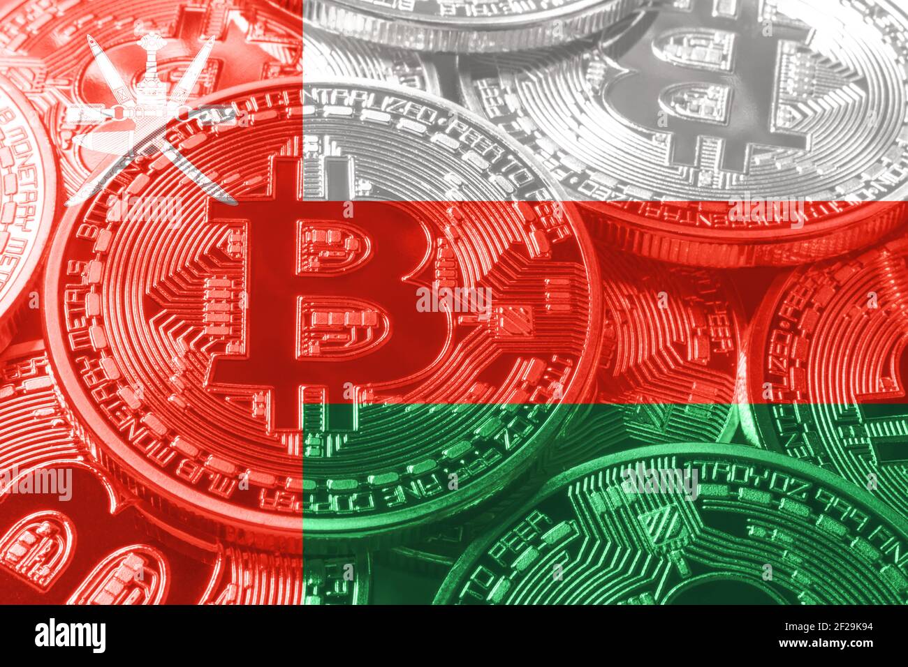 Oman bitcoin flag, national flag cryptocurrency concept black