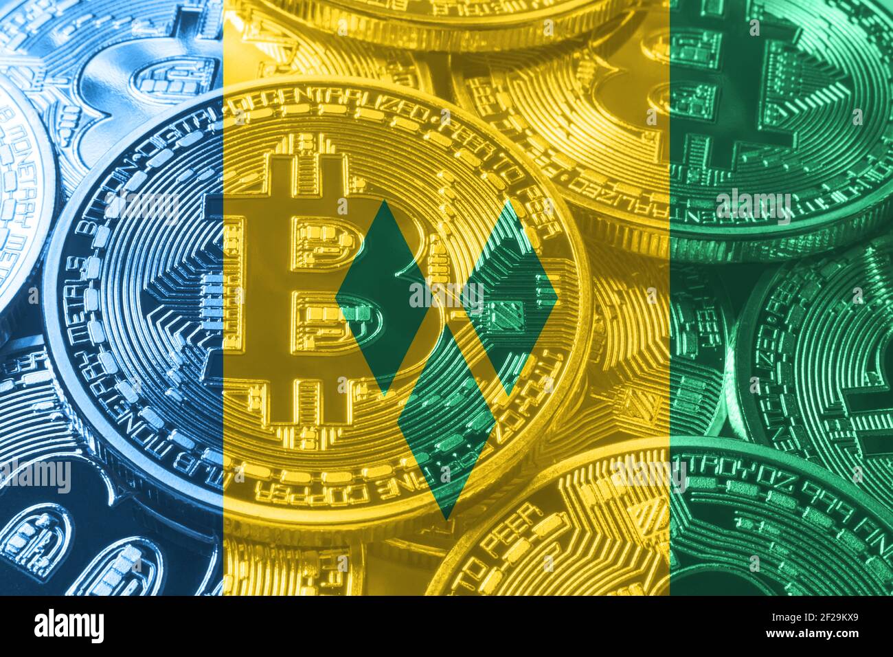 Saint Vincent and the Grenadines bitcoin flag, national flag cryptocurrency  concept black background Stock Photo - Alamy