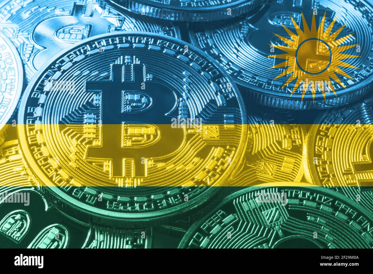 Rwanda bitcoin flag, national flag cryptocurrency concept black background  Stock Photo - Alamy