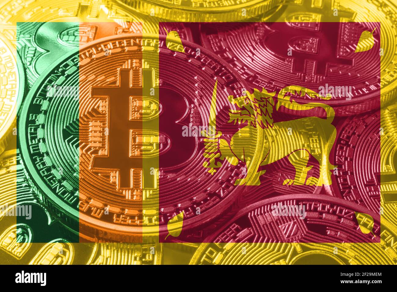 Sri Lanka bitcoin flag, national flag cryptocurrency concept black  background Stock Photo - Alamy