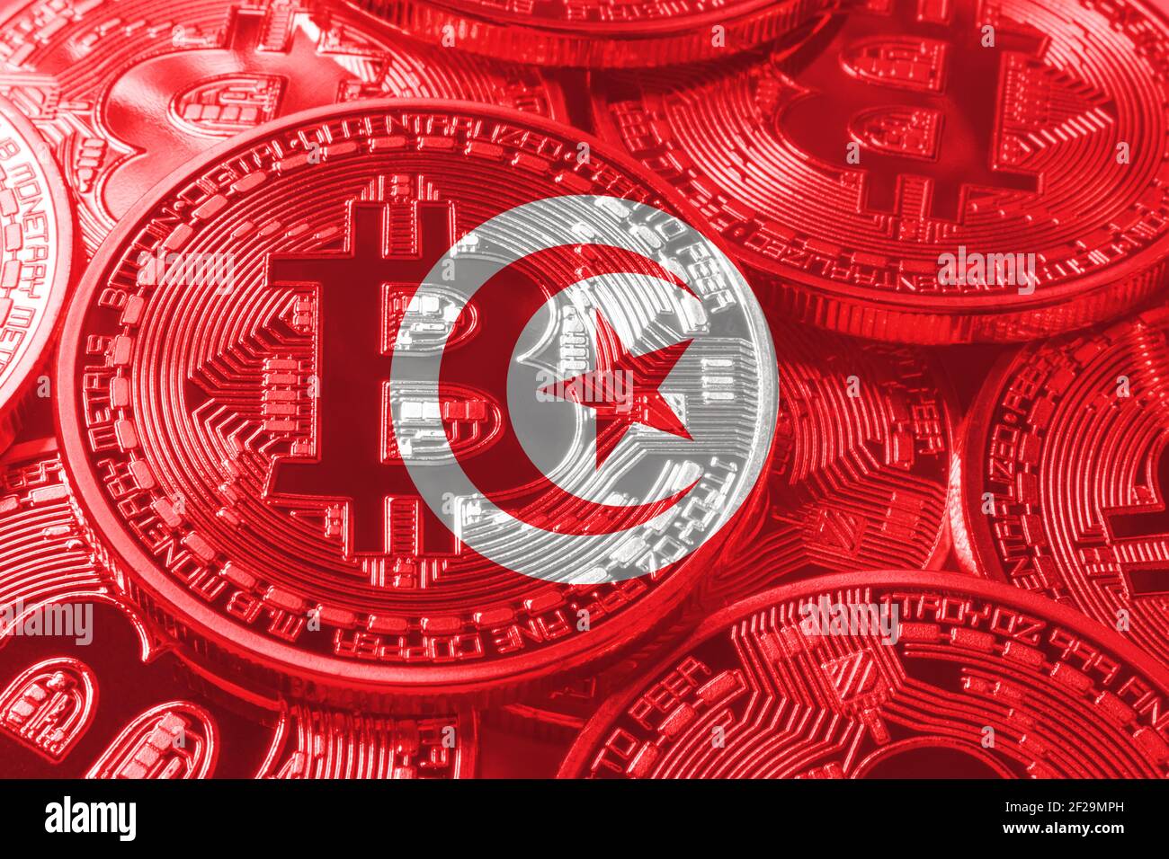 Tunisia bitcoin flag, national flag cryptocurrency concept black background  Stock Photo - Alamy