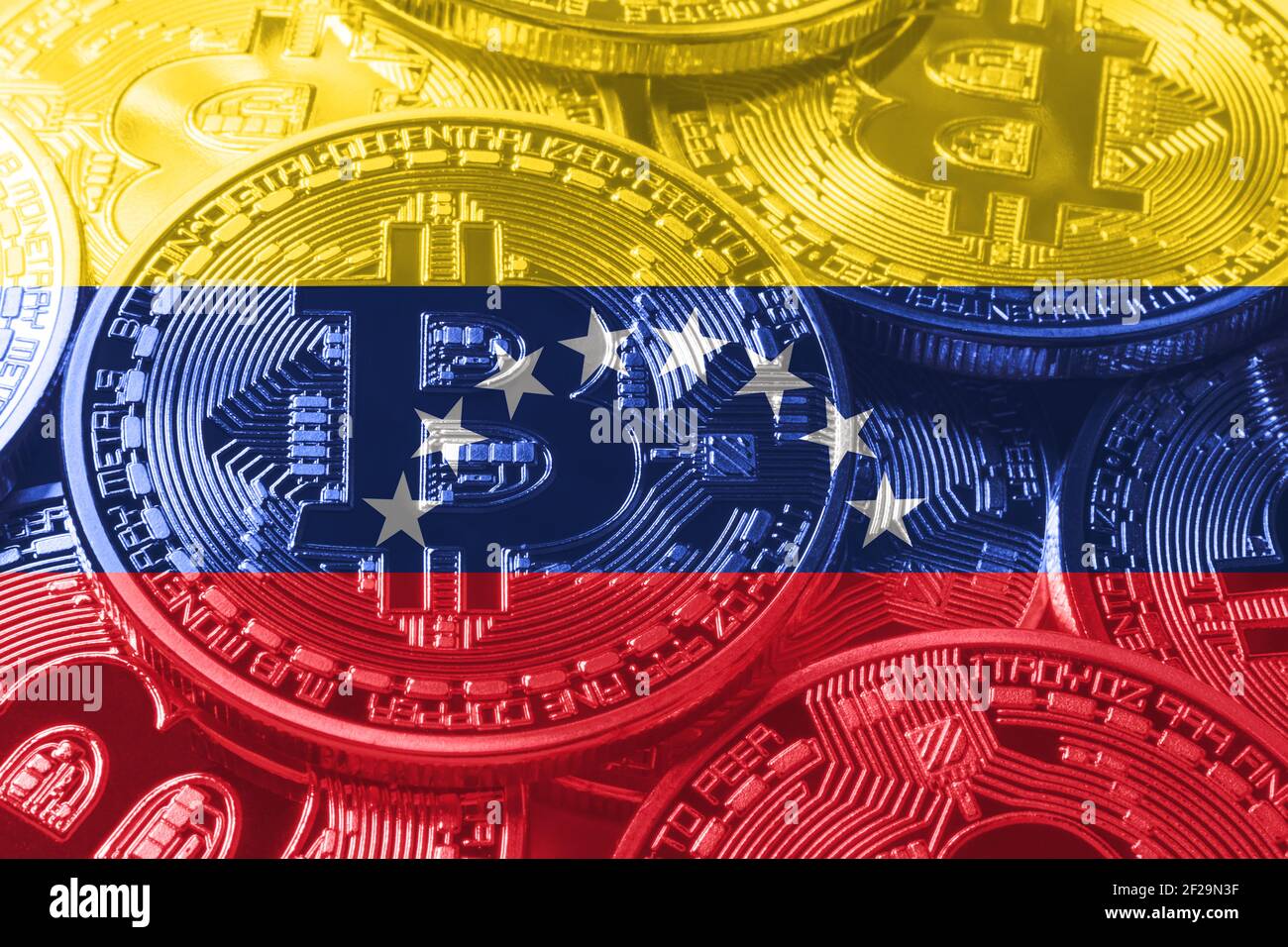 Venezuela bitcoin flag, national flag cryptocurrency concept black  background Stock Photo - Alamy