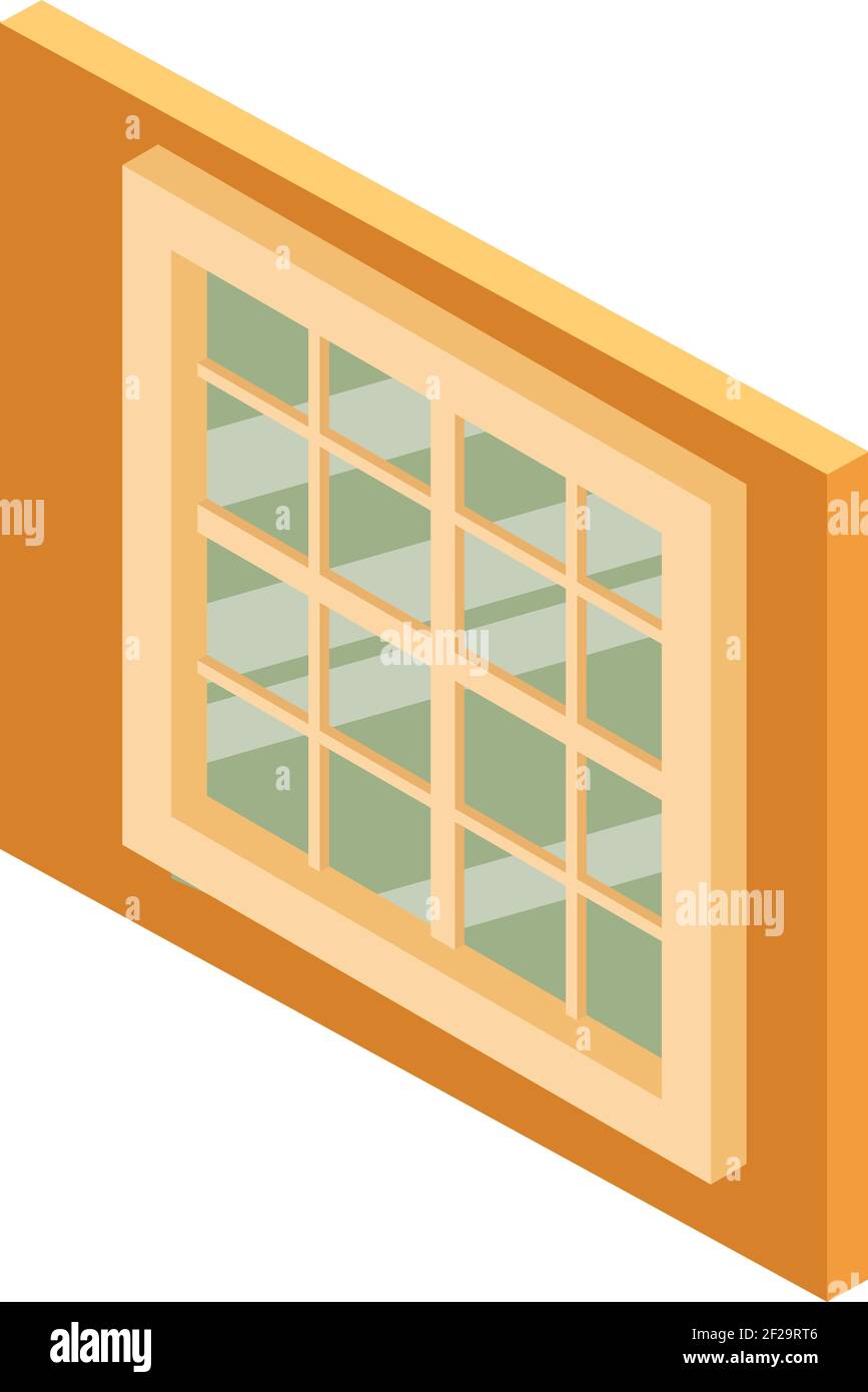 Wooden window icon. Isometric illustration of wooden window vector icon ...