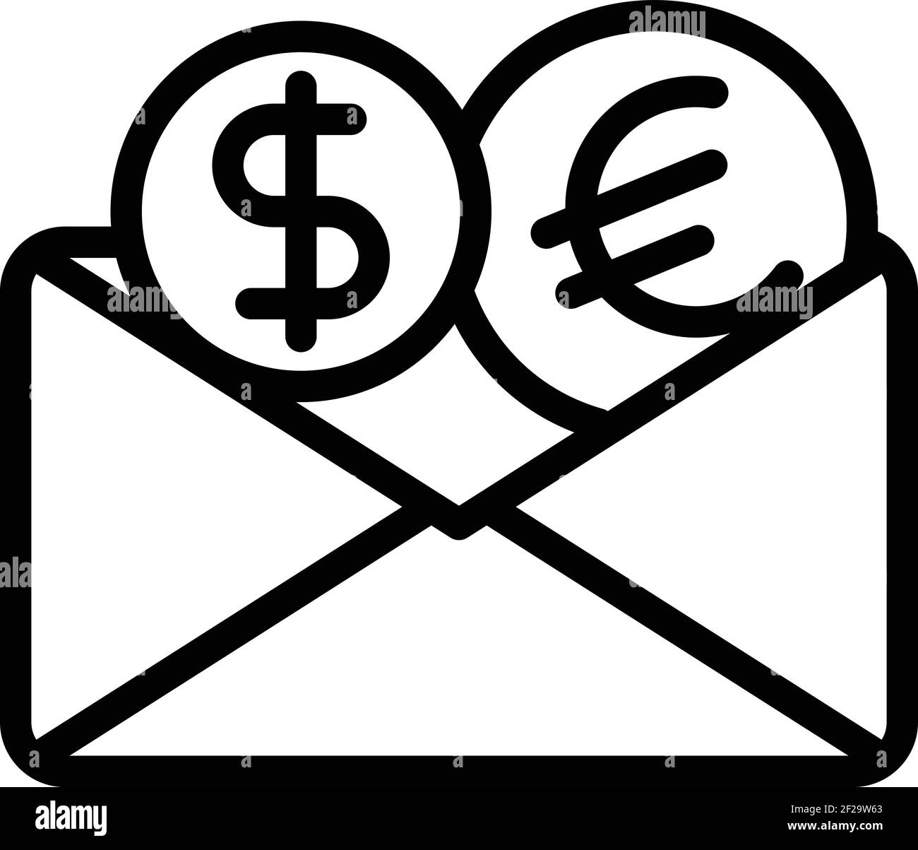 Mail transfer money icon. Outline Mail transfer money vector icon for ...