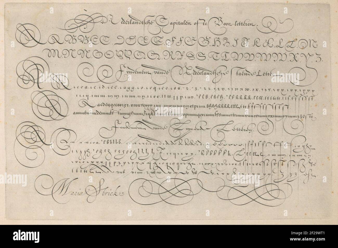 Examples of Dutch capital, the standing letter and italic hand ...