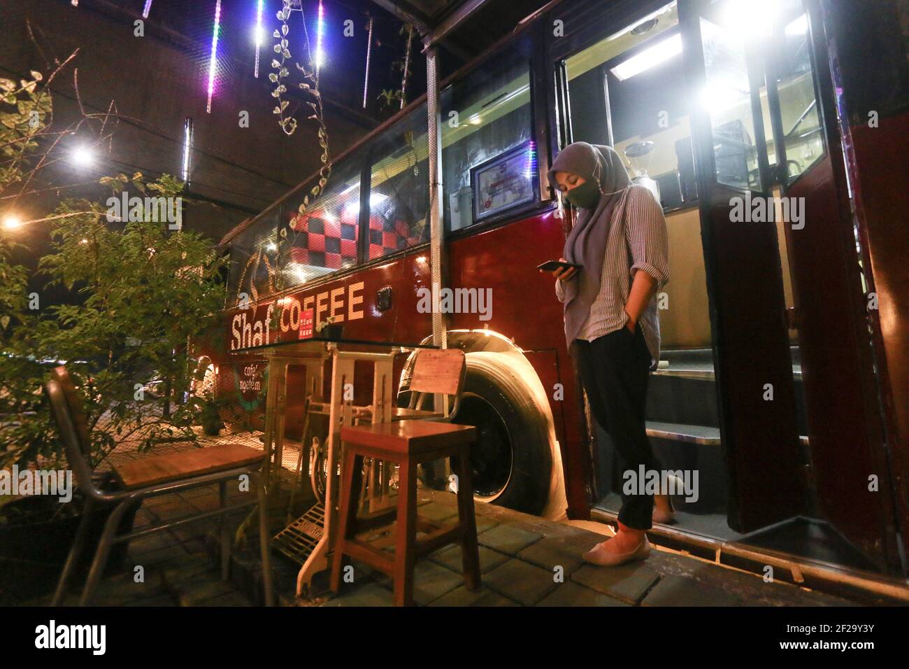 culinary on the bus which is transformed into a cafe Stock Photo - Alamy