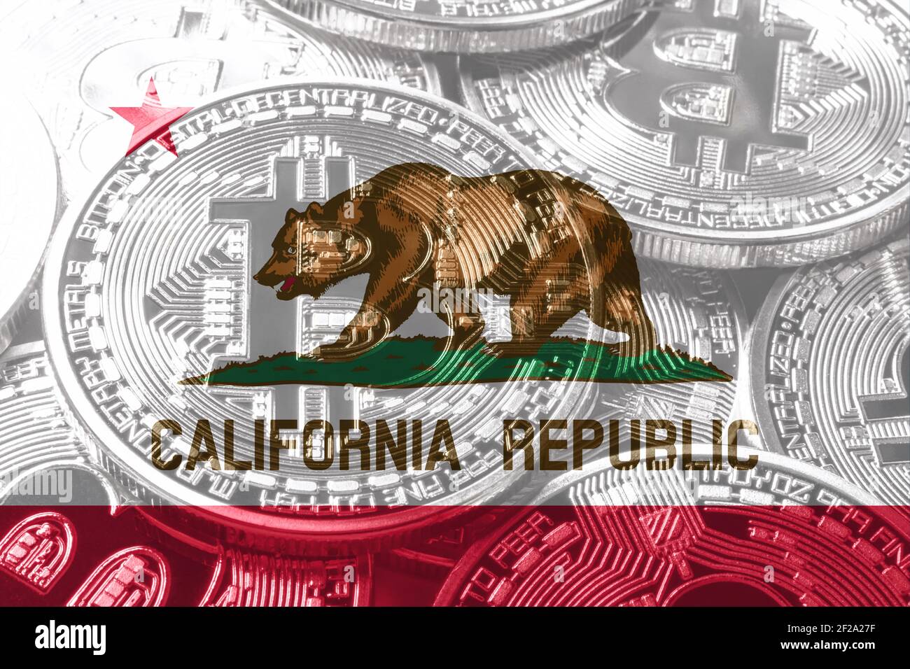 California bitcoin flag, California cryptocurrency concept background Stock  Photo - Alamy