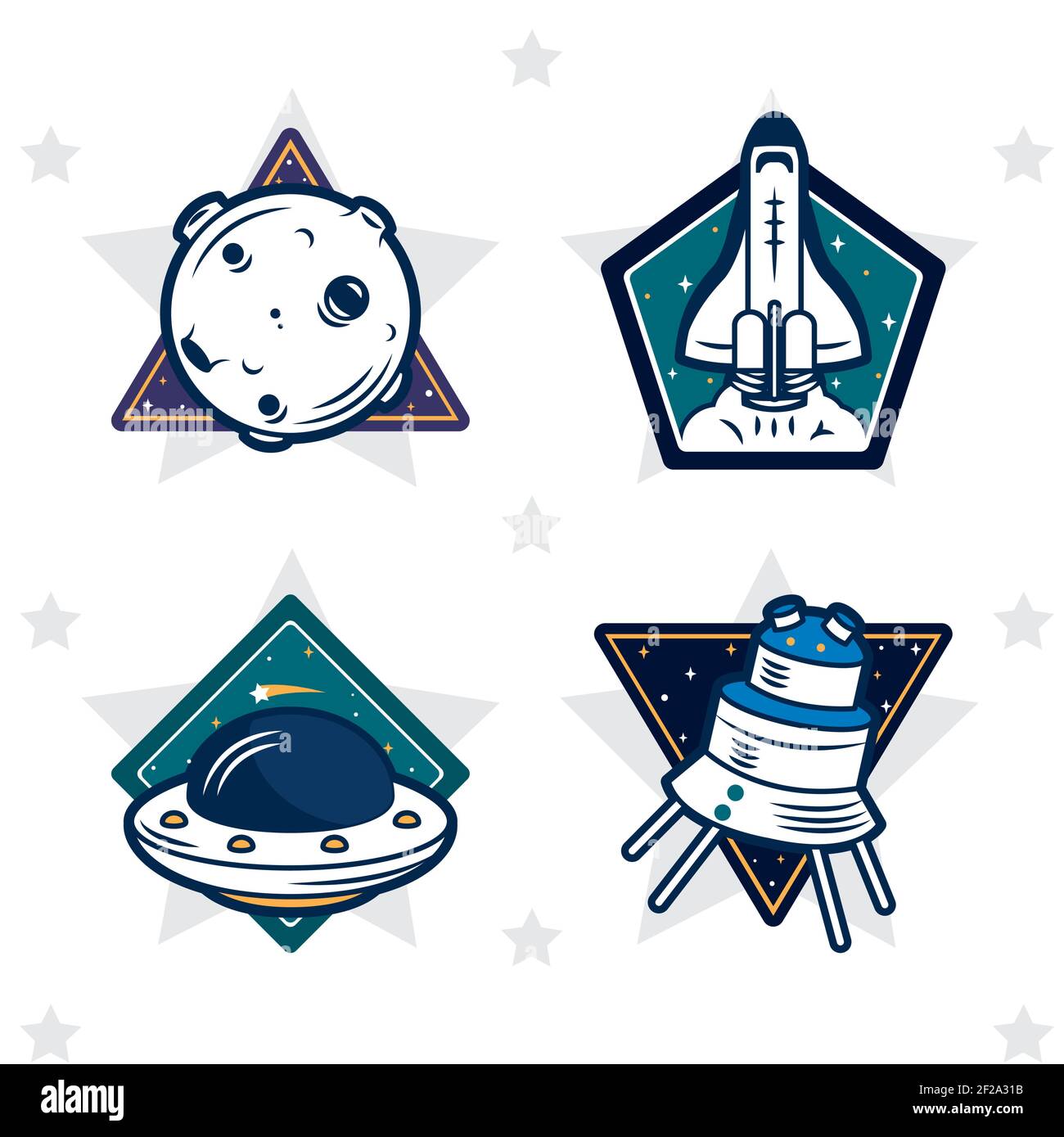 space badges with decorative symbols Stock Vector Image & Art - Alamy