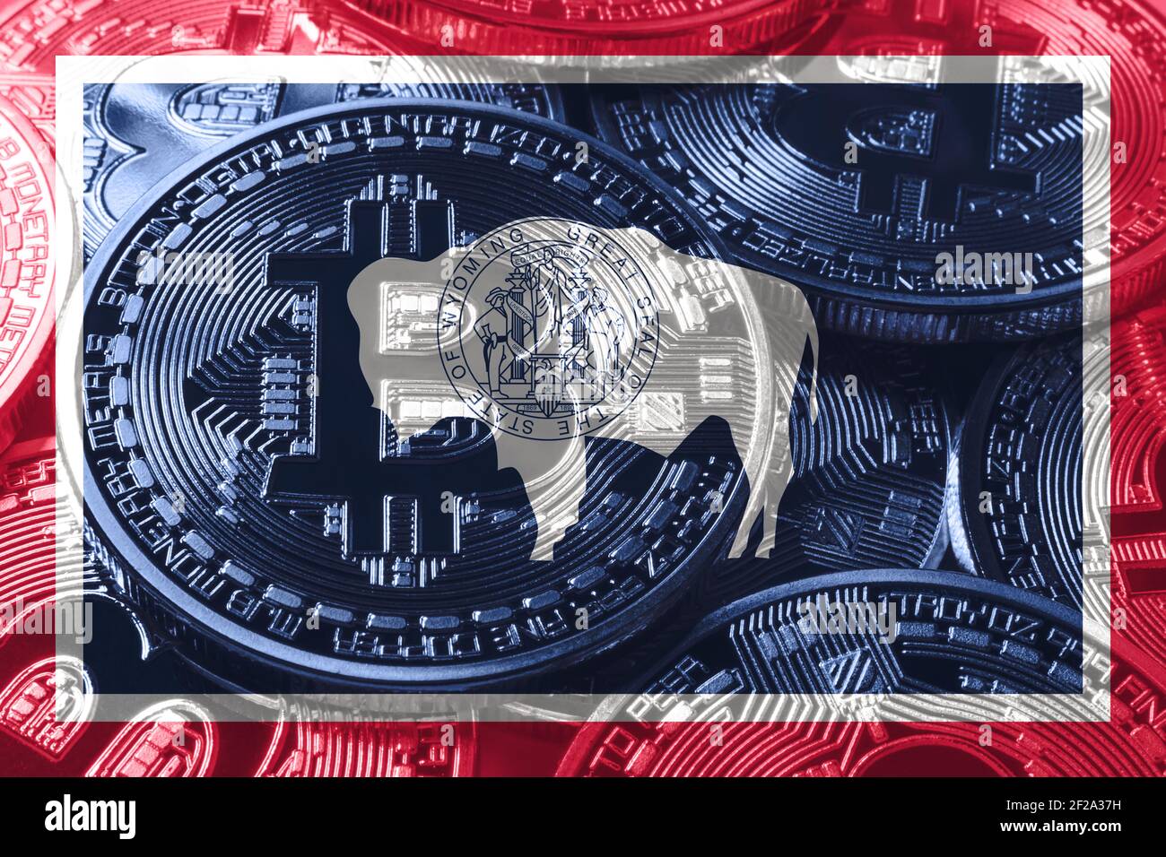 Wyoming bitcoin flag, Wyoming cryptocurrency concept background Stock Photo  - Alamy