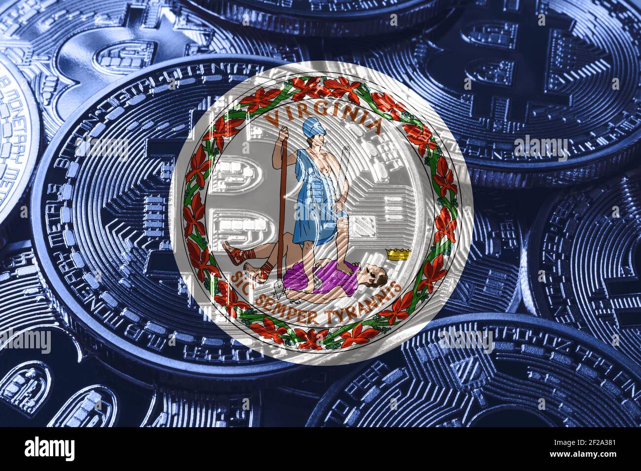 Virginia bitcoin flag, Virginia cryptocurrency concept background Stock  Photo - Alamy