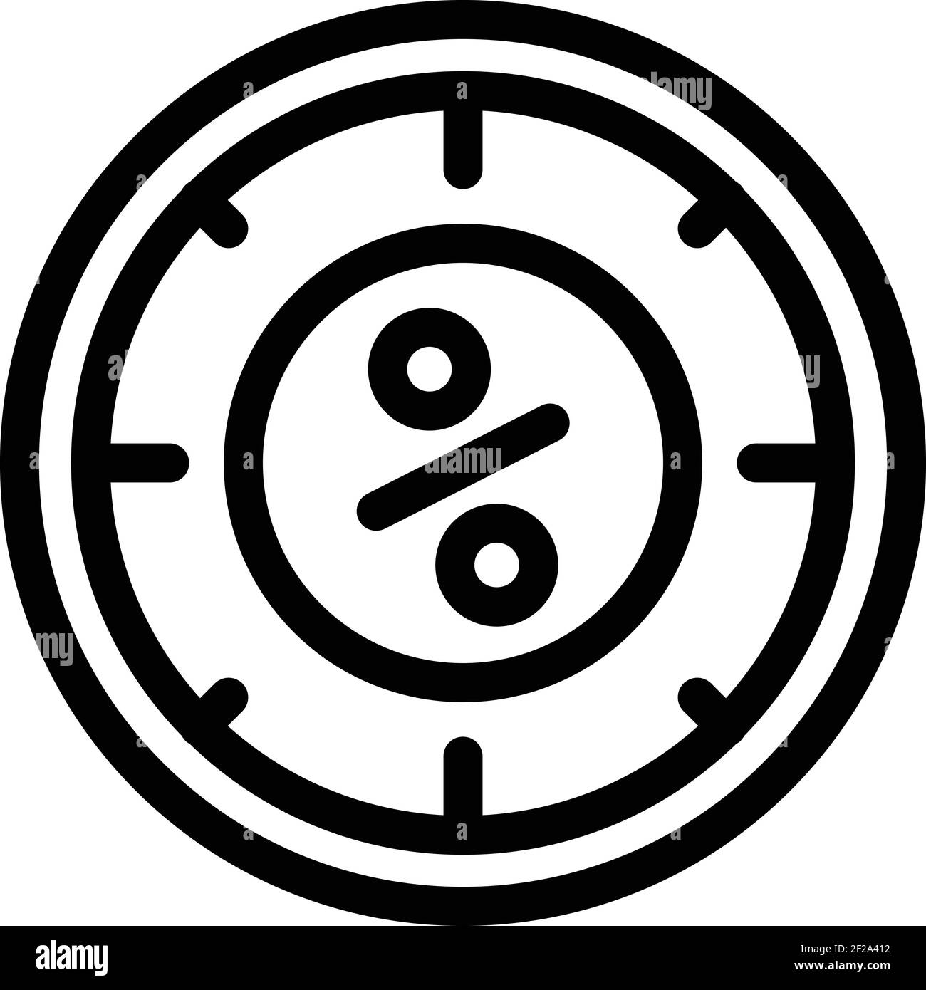 Clock percent shop icon. Outline clock percent shop vector icon for web ...