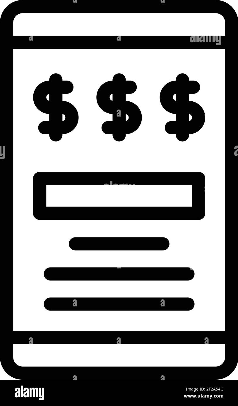 Phone transfer money icon. Outline phone transfer money vector icon for ...