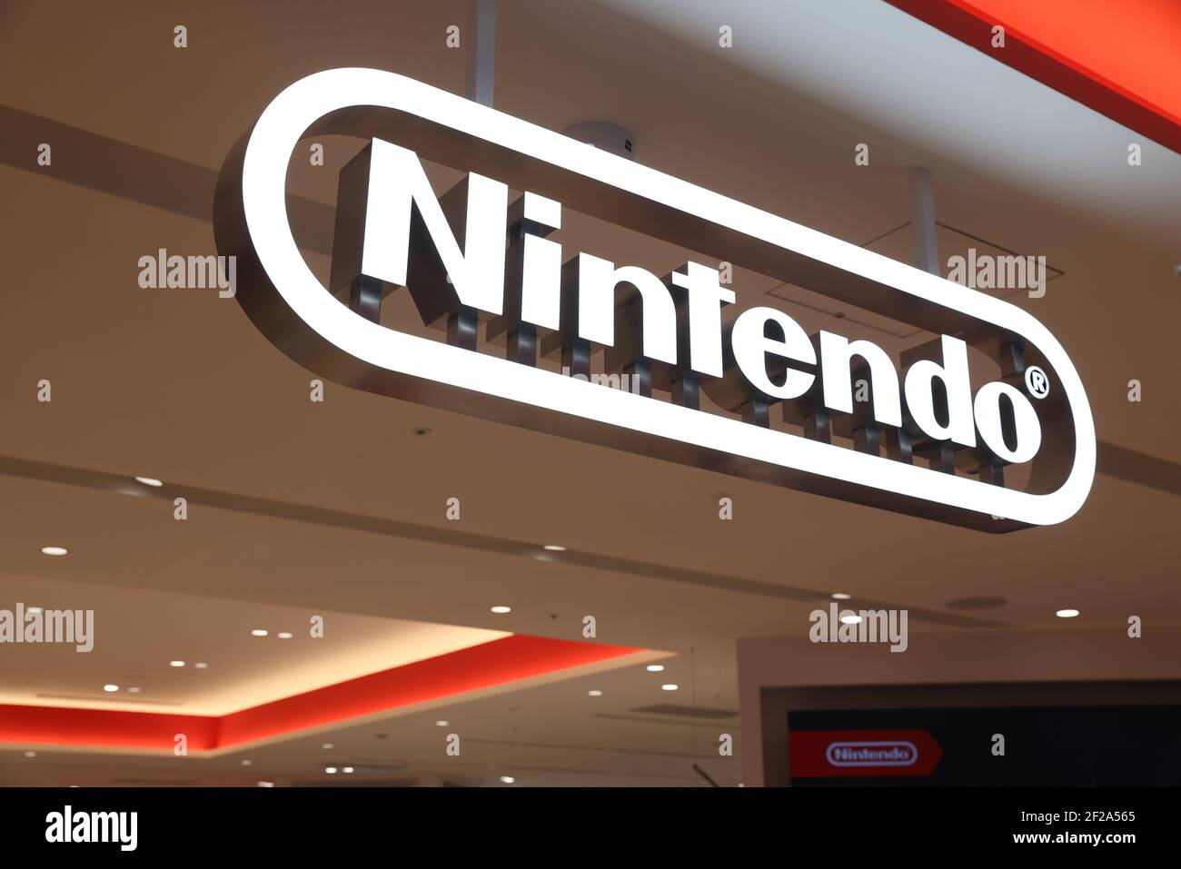 Nintendo company logo inside the official Nintendo Store in Shibuya, Tokyo  on March 3, 2021 Stock Photo - Alamy