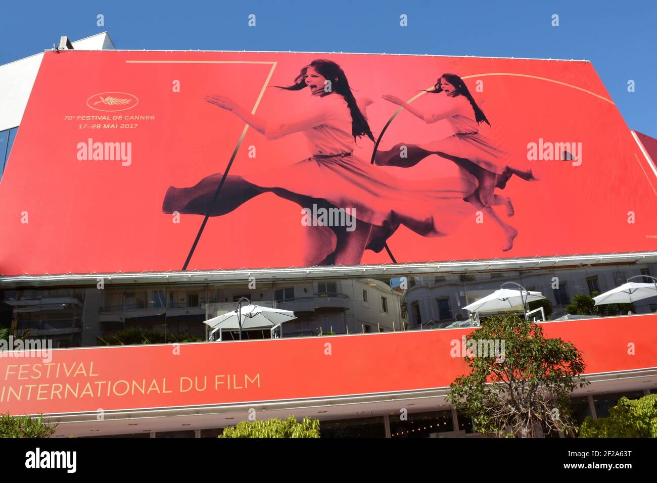 France, french riveira, Cannes, the official poster for the 70th International Film Festival, the artist chosen for this edition is Claudia CARDINALE. Stock Photo