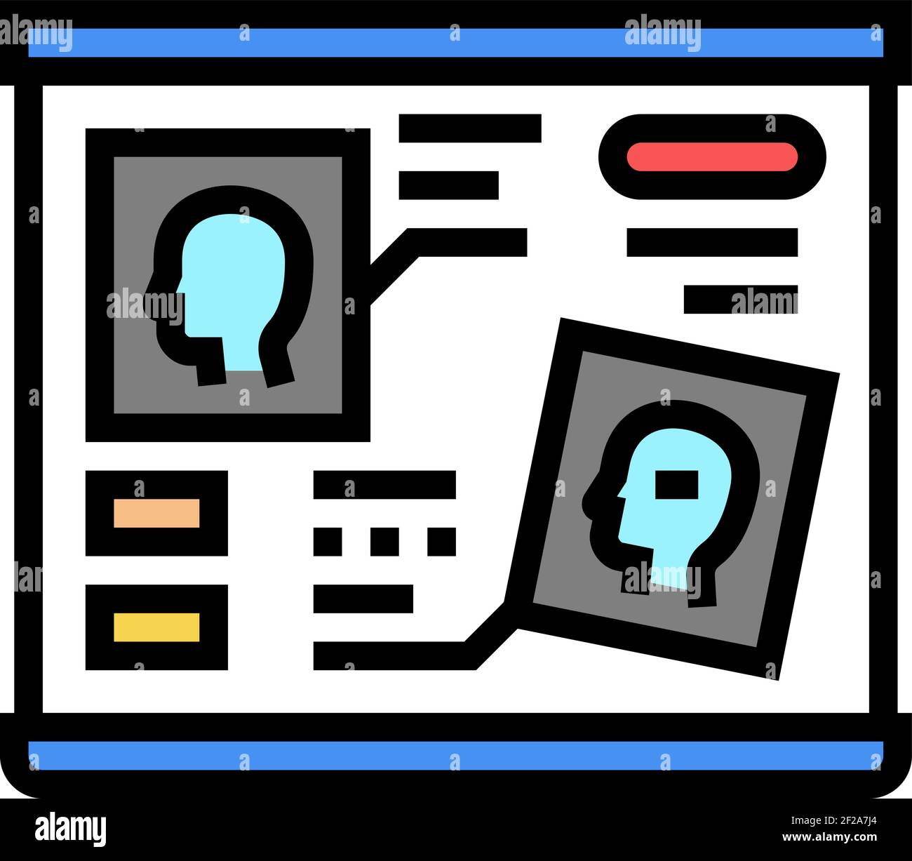 human head researching radiology cadre color icon vector illustration ...