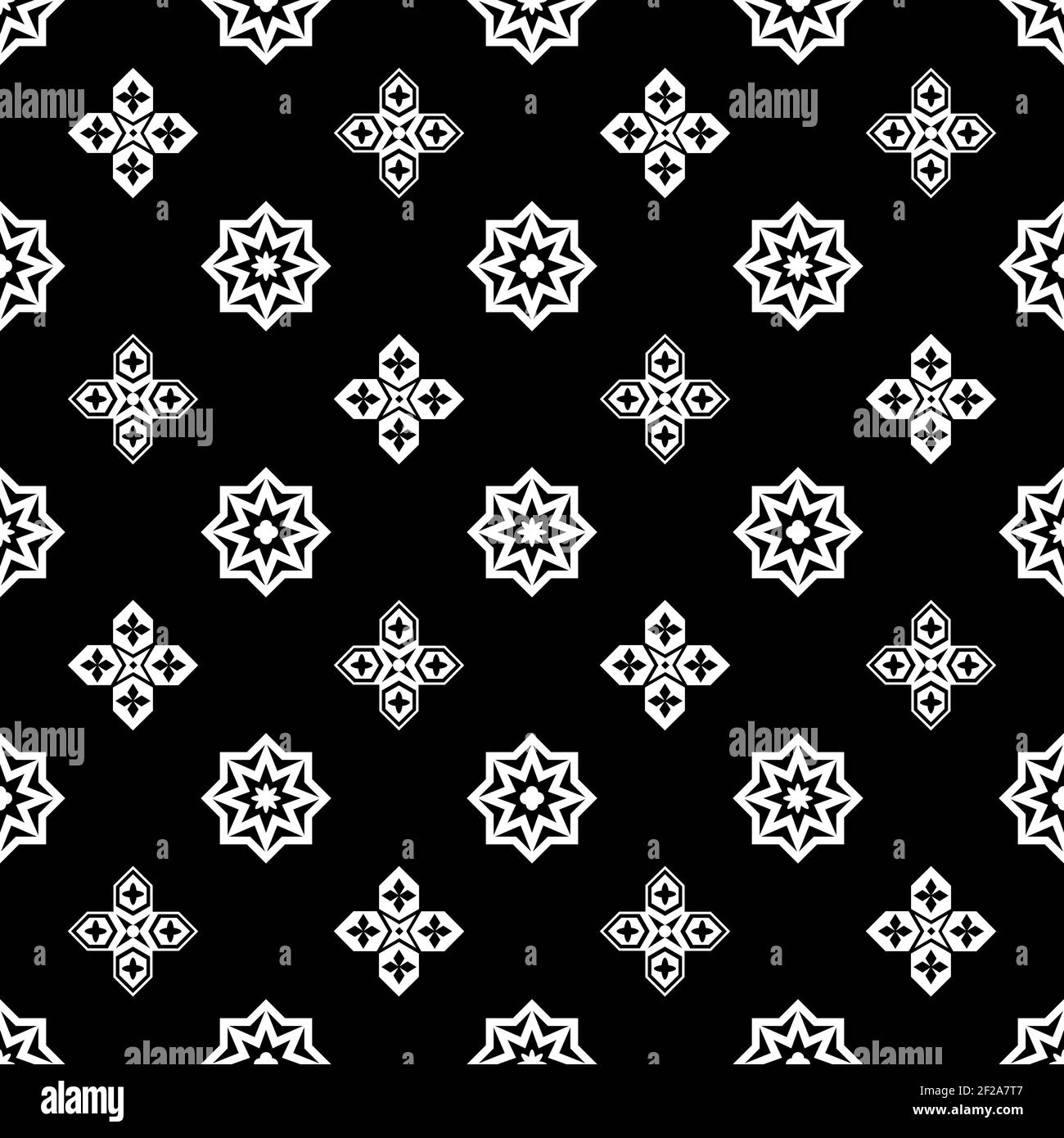 Ornamental islamic black and white seamless pattern Stock Vector