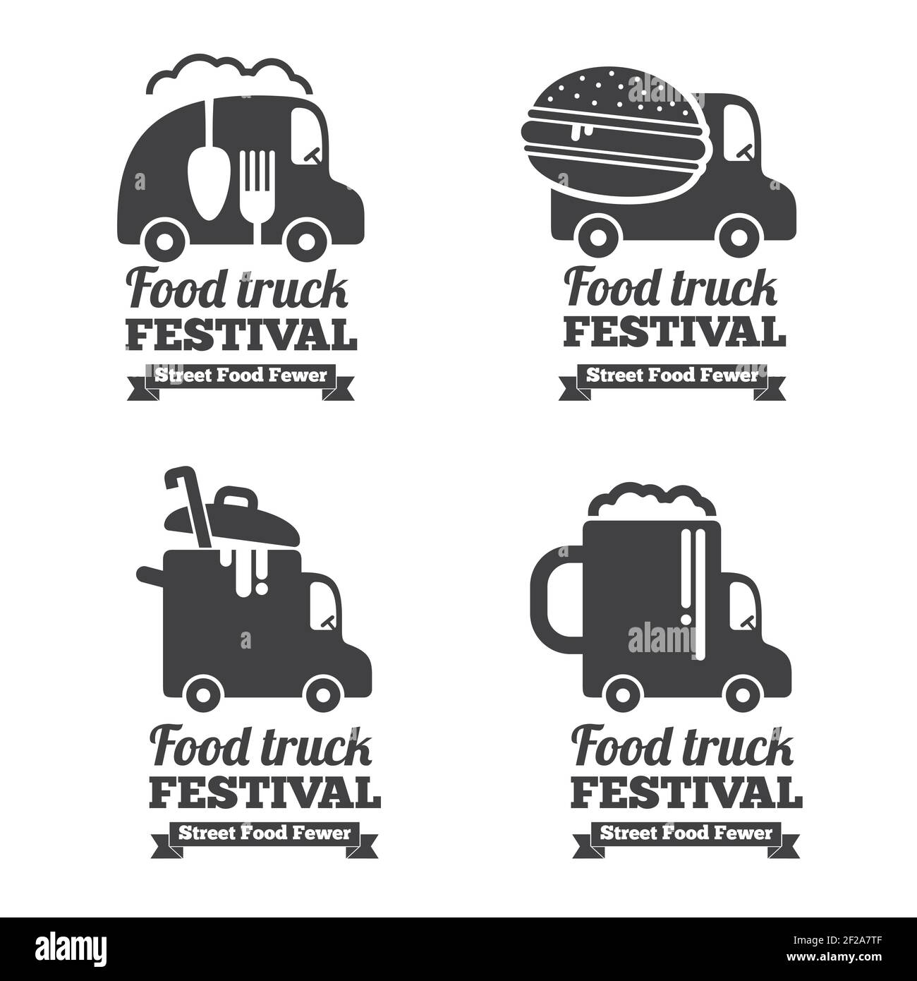Vector food truck logos, emblems and badges. Label emblem, restaurant