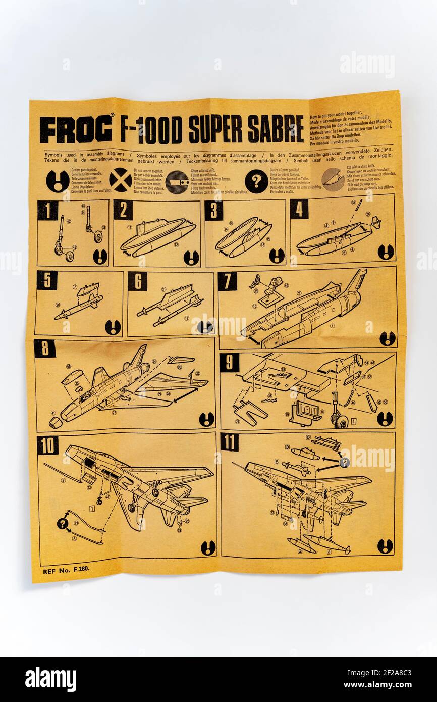 Instruction sheet for frog f 100d super sabre hires stock photography