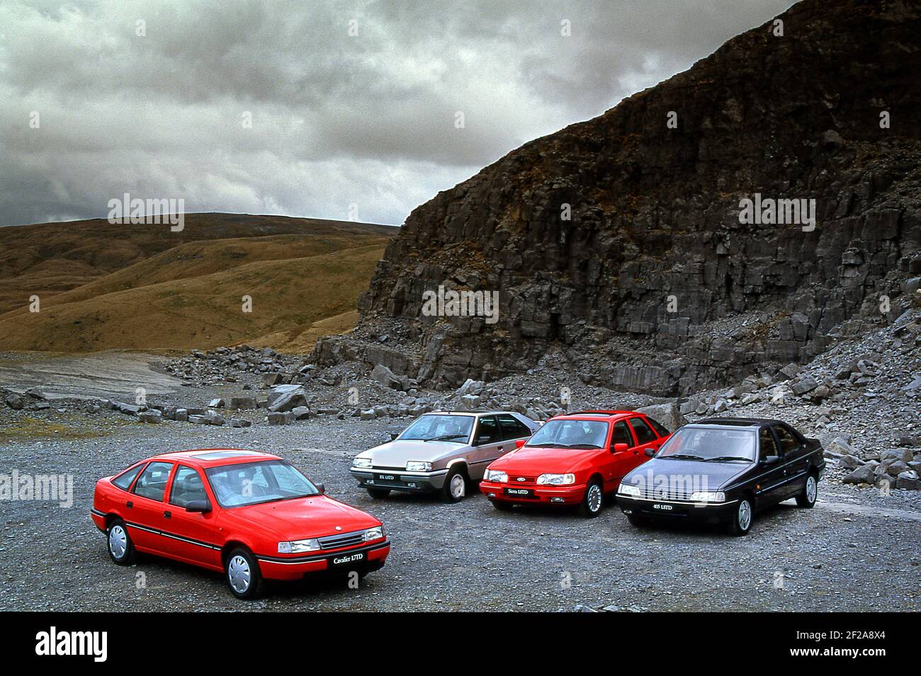 Group of Diesel Saloon cars 1992 Stock Photo