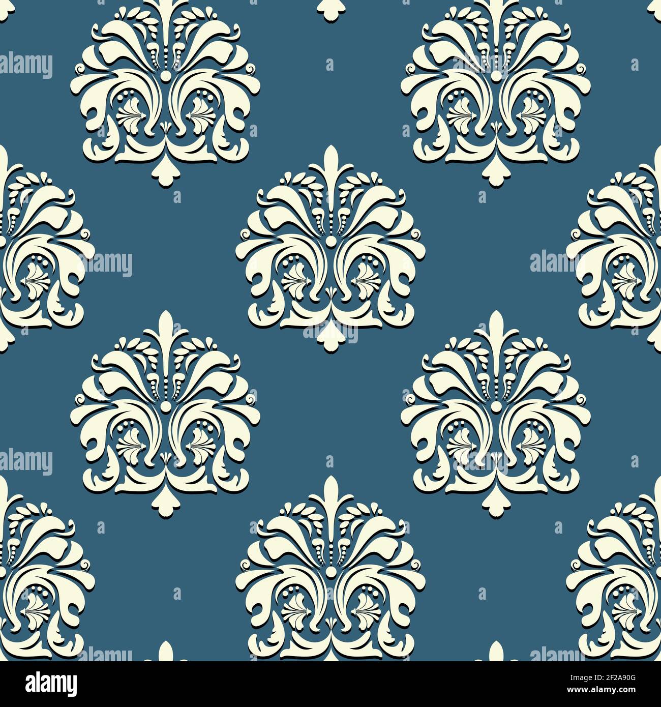 Seamless oriental pattern on blue background vector backdrop Stock ...
