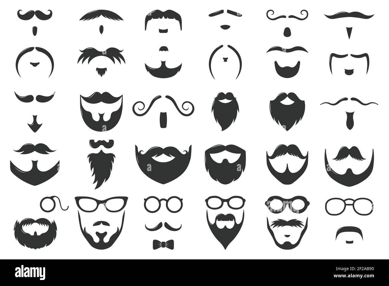 Moustaches and beards. Vintage hipster moustache silhouettes, moustache and  beard masculine vector symbols set. Gentleman face hairstyle Stock Vector  Image & Art - Alamy